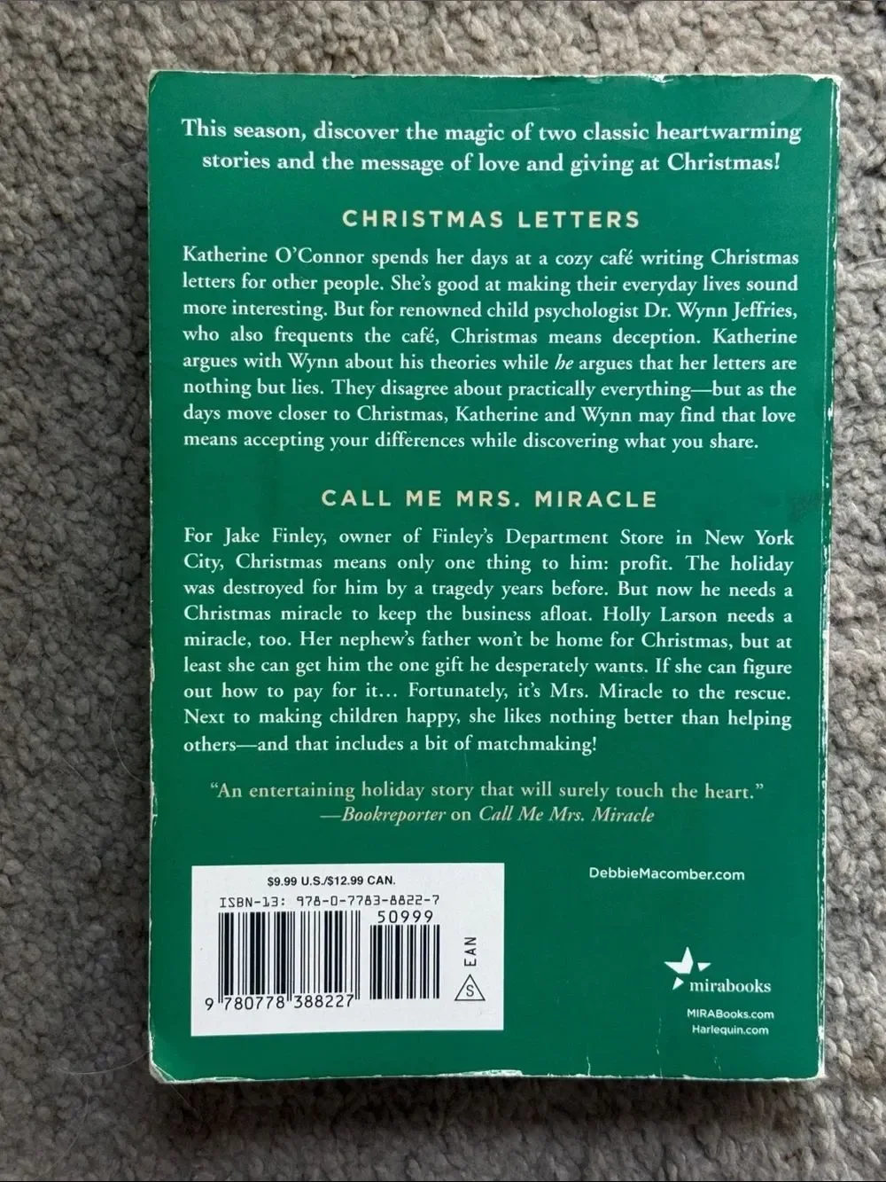 “A Christmas Message” a novel by Debbie Macomber